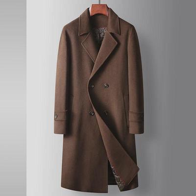 Men's 2024 Double-Breasted Quilted Wool Windbreaker - Autumn/Winter Long Business Coat