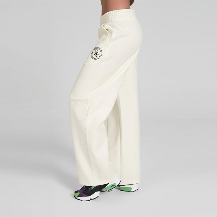 Reebok Letter Mid Waist Loose Casual Pants Women Bottoms Off-White 24SRC602WGW2
