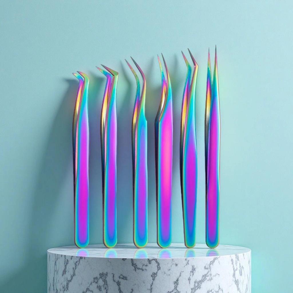 Titanium Feather Eyelash Tweezers and Curler Set - Eagle Beak Design