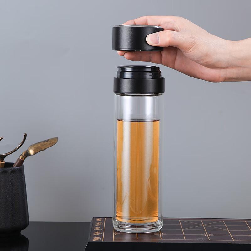 SX Men's Double-Layer Glass Tea Infuser Bottle