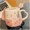New High Beauty Mug with Lid Spoon Sakura Powder Household Lovely Breakfast Lovers Milk Coffee Mug Ceramic Mug