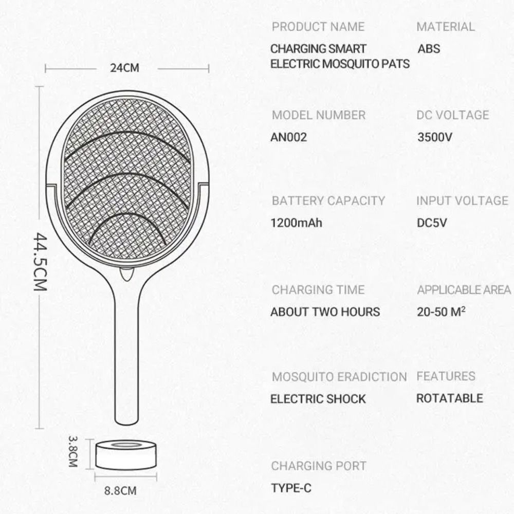 Rotating Head Electric Fly Swatter Racket 5 In 1 Fruit Fly Trap Mosquito Swatter  Indoor