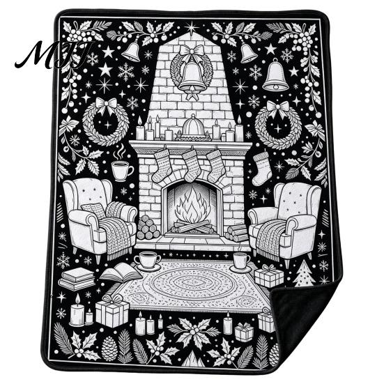 Unique Creative Celebration Gifts Christmas DIY Coloring Blanket for Adults And Kids, Color Your Own Blanket, 59" x 51" Soft Cozy Polyester