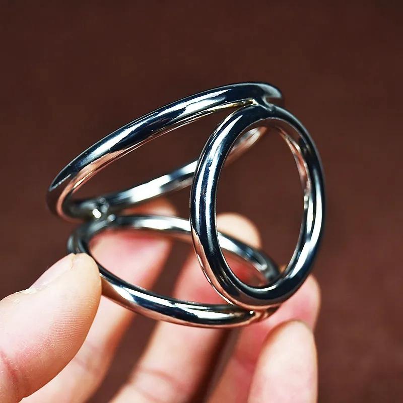 RUNYU Opóźnienie pierścień na penisa kulka ze stali nierdzewnej nosze pierścień na penisa przedłużyć pierścień na penisa metalowa moszna erotyczne zabawki erotyczne dla mężczyzn gejów