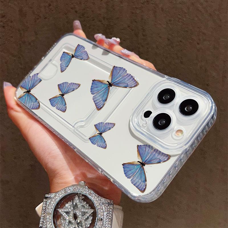 Card Slot Holder Silicone Wallet Pocket Case For iPhone 17 Air 16 15 14 Redmi Note 12 13 Oppo A18 A38 A58 Samsung S23 S24 S25 Cover Clear Phone Bumper