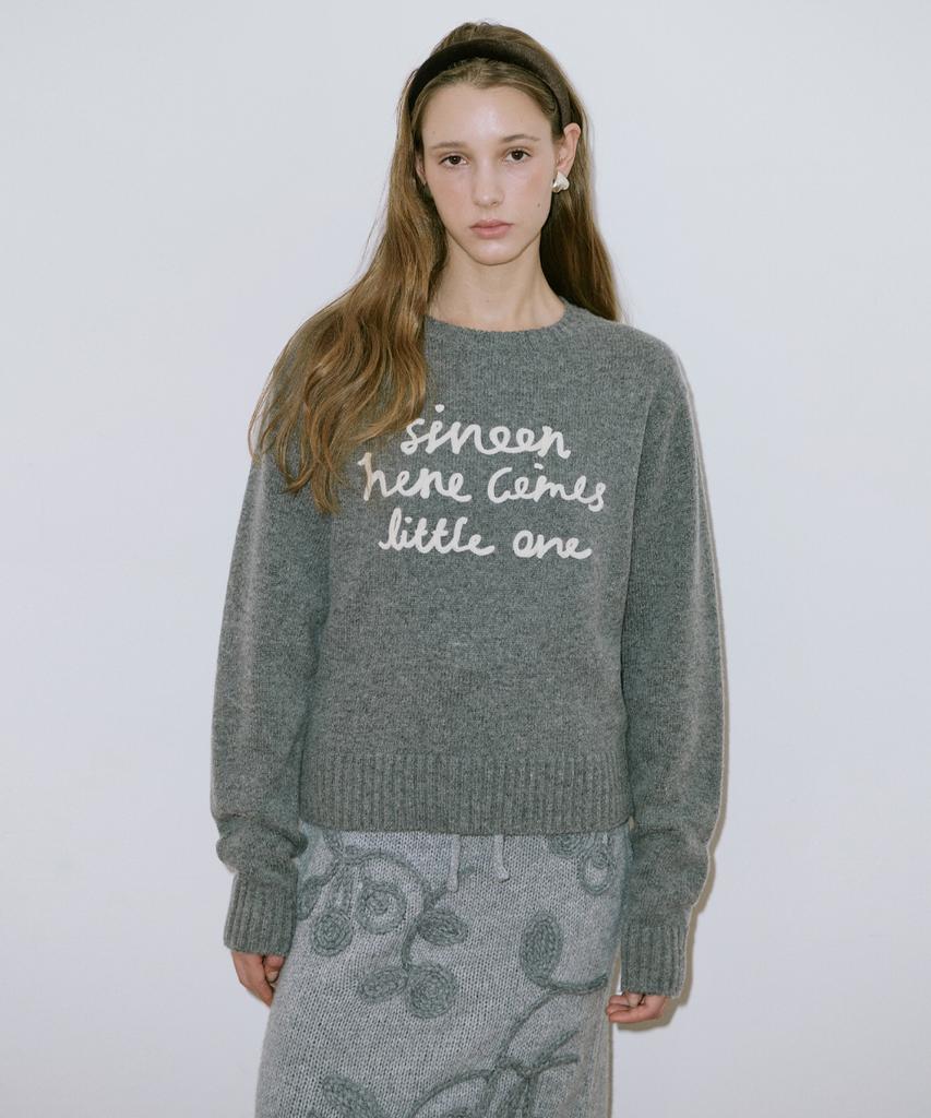 SINOON Lettering Pullover Knit (Melange Gray)
