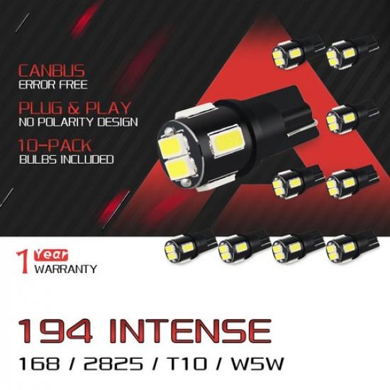 10PCS White T10 LED 6-smd Interior Wedge Light Dome Map Bulb W5W 2825 194 168