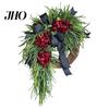 Wedding Gift Garland Artificial Hydrangea Wreath for Front Door 16 Inch Lifelike Floral Seasonal Hanging Decor with Burlap Bow Wall Party Home