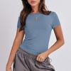 Kvinner Kortermet Soild Sexy Søt Tee Slim Fit Tight Crop-Top T-skjorte