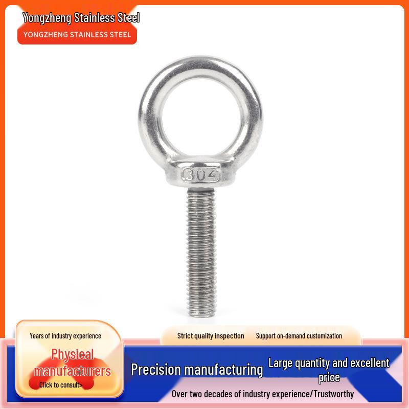 Hand-Tightened 304 Stainless Steel Lifting Eyebolt with Round Ring