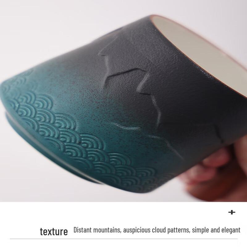 Gradient Ceramic Filter Mug with Wooden Handle