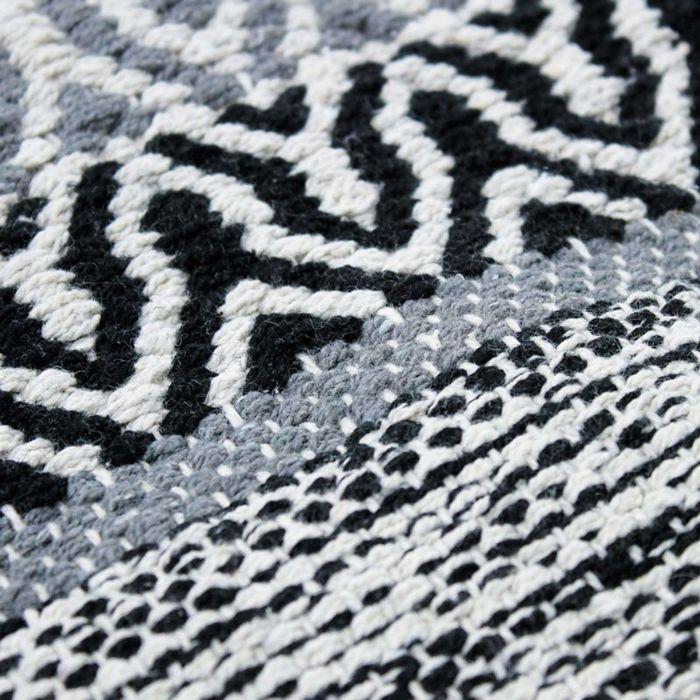 Tapis salon en coton esprit ethnique noir blanc 190x290