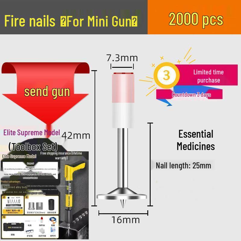 Powder Actuated M8 Ceiling Pipe Clamp Nail Gun with One-Piece Fire Protection Steel Nails