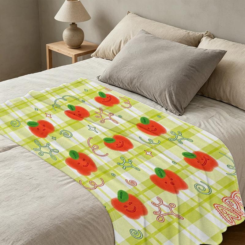 Apple Series Flannel Fleece Throw Blanket Soft, Cute, Cozy & Warm, Ideal for Home, Dorm, Halloween & Christmas Decor