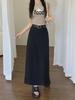 High Waist Summer A-Line Skirt for Women - Black & Gray, Medium Length, Slim Fit