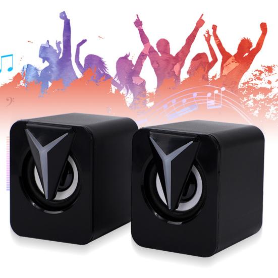 1 Pair Small USB Speaker Sound Box with RGB Light Virtual Surround Sound Computer Laptop Speaker Portable Mini Loudspeaker