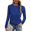 Women's Fashion Round Neck Long Sleeve T-Shirt Solid Color Textured Bottom Top