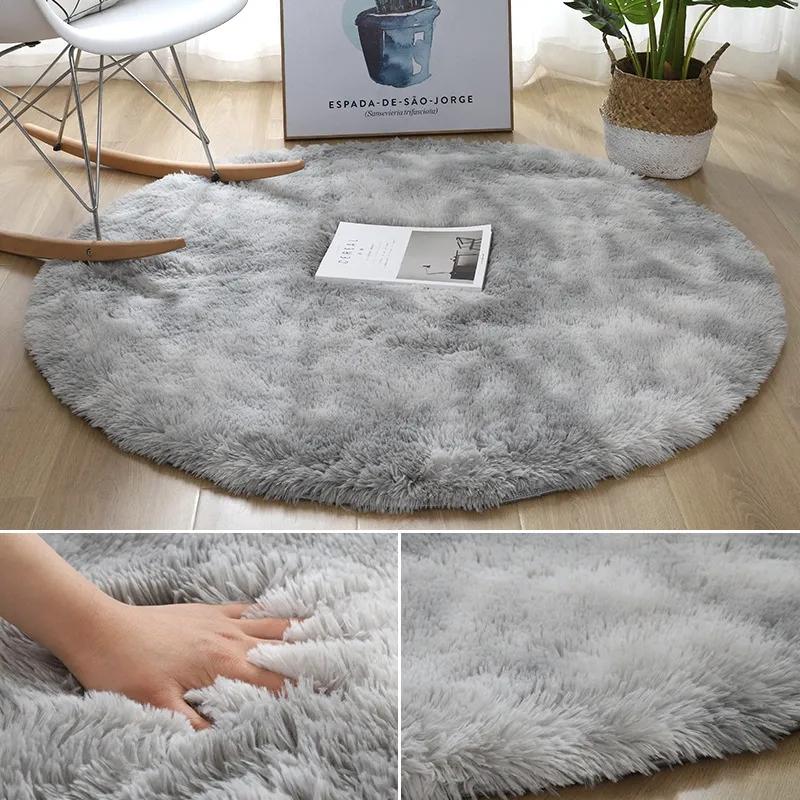 Tapis rond en peluche super doux, tapis blanc moelleux pour salon, décoration de la maison, chambre à coucher, chambre d'enfant, salon, tapis à poils épais
