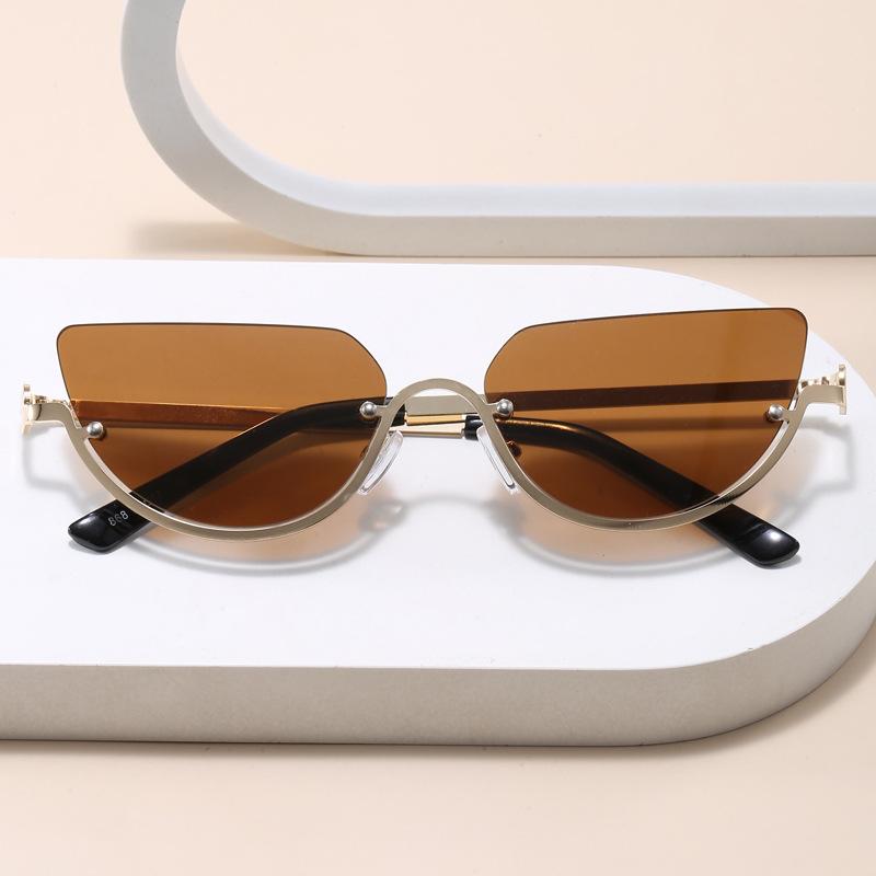 European American Style Women'S Sunglasses Cat Eye Shape Semi-Rimless Sun Glasses Men Driving Hiking Women Sunglass