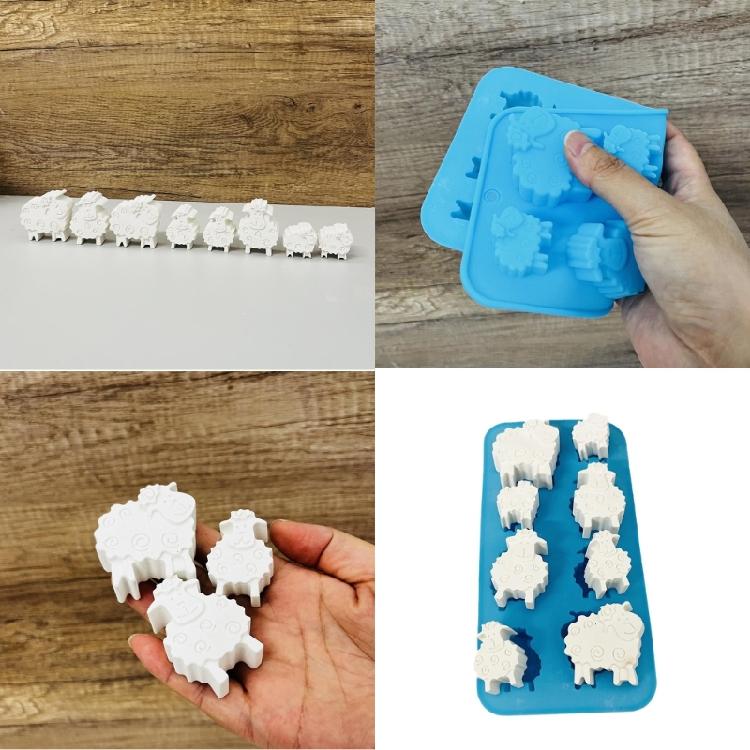 Flexible Silicone Moulds Cute 8 Cavity Sheep Animals Shape Chocolate Pastries Ice Molds for Home Decors and Holiday Gift