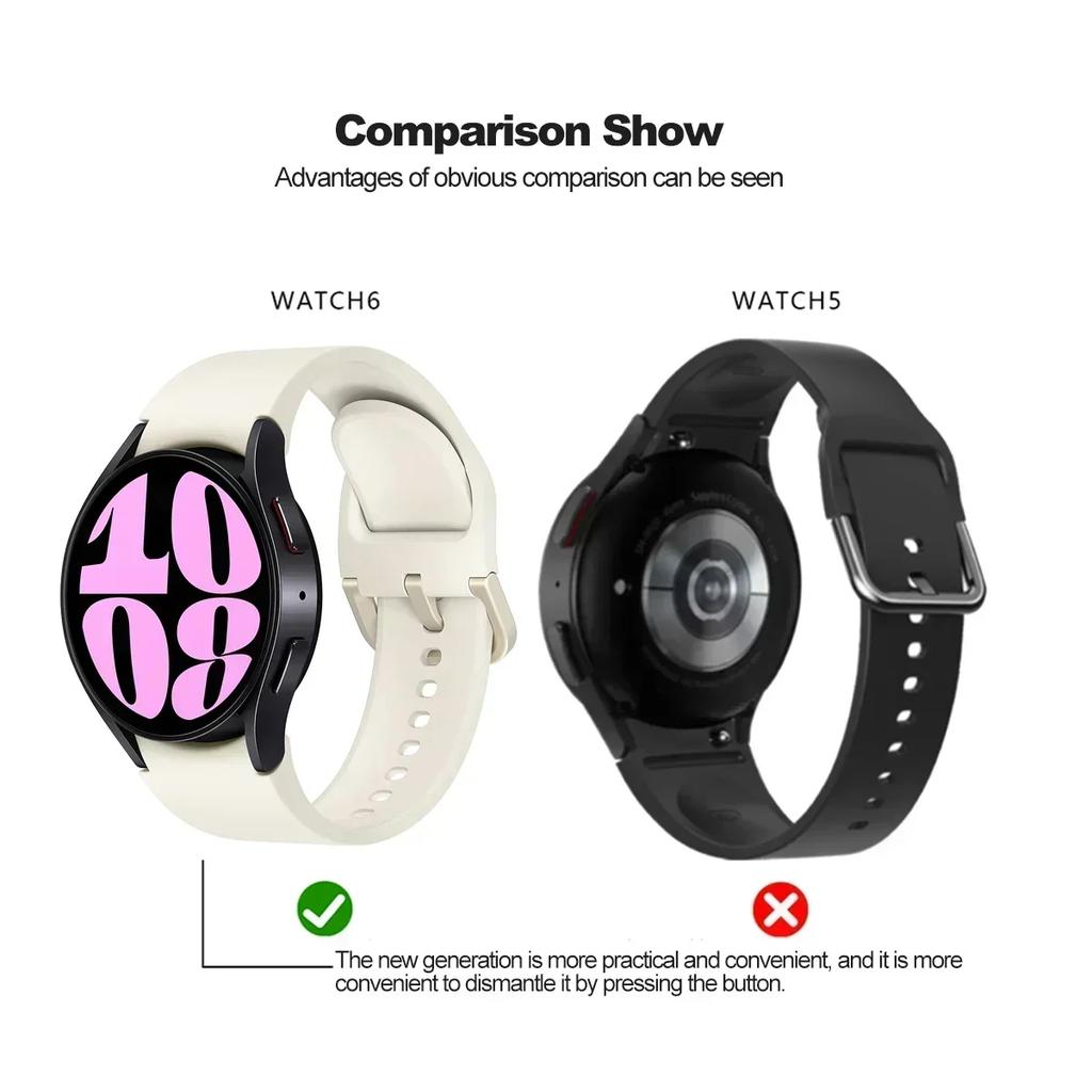 Silikonowy pasek Do Samsung Galaxy watch 6 4 Classic 47mm 43mm 46mm Zakrzywiony oryginalny zamienny pasek Do Watch 7 6 5 4 40mm 44mm