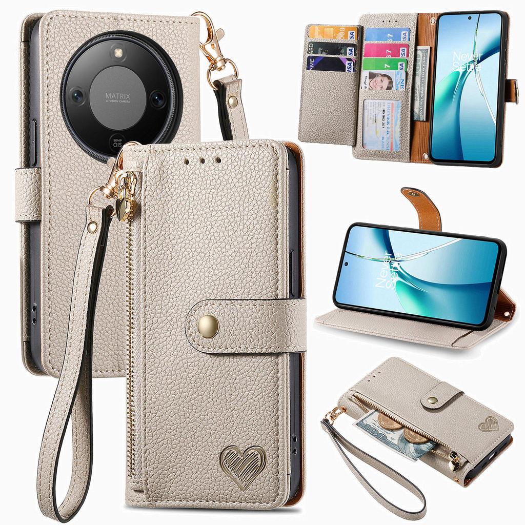 For Honor X9d 5G/Honor X70 5G/Honor Magic8 Lite 5G Case RFID Blocking Zipper Pocket Leather Wallet Phone Cover with Strap
