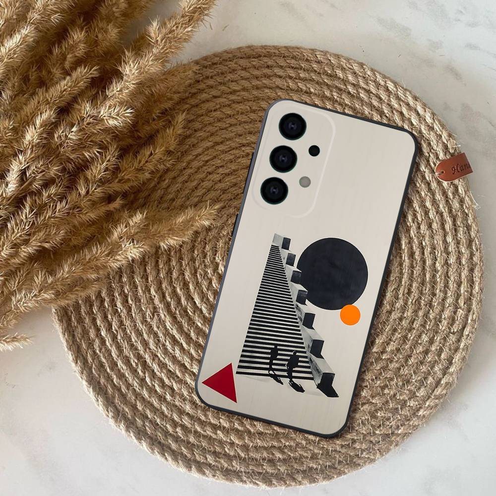 Geometric Bauhaus Art Phone Case For Samsung S25,S24,S21,S22,S23,S30,Ultra,S20,Plus,Fe,Lite,Note,10,9,5G Black Cover