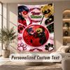 Arazzo Miraculous Ladybug, Testo Personalizzato su Misura, Arazzo da Appendere alla Parete per Soggiorno Decorazione Murale per la Casa