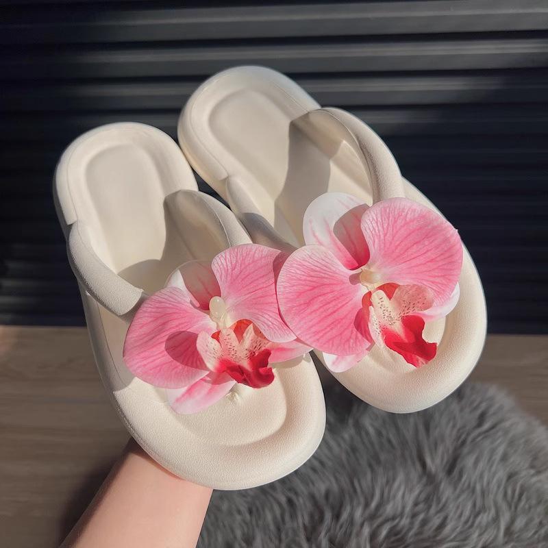 

Butterfly Orchid Flip Flops Women s New Summer Non Slip Flat Bottomed Fashionable Beach Beach Sandals 38-39 розовый