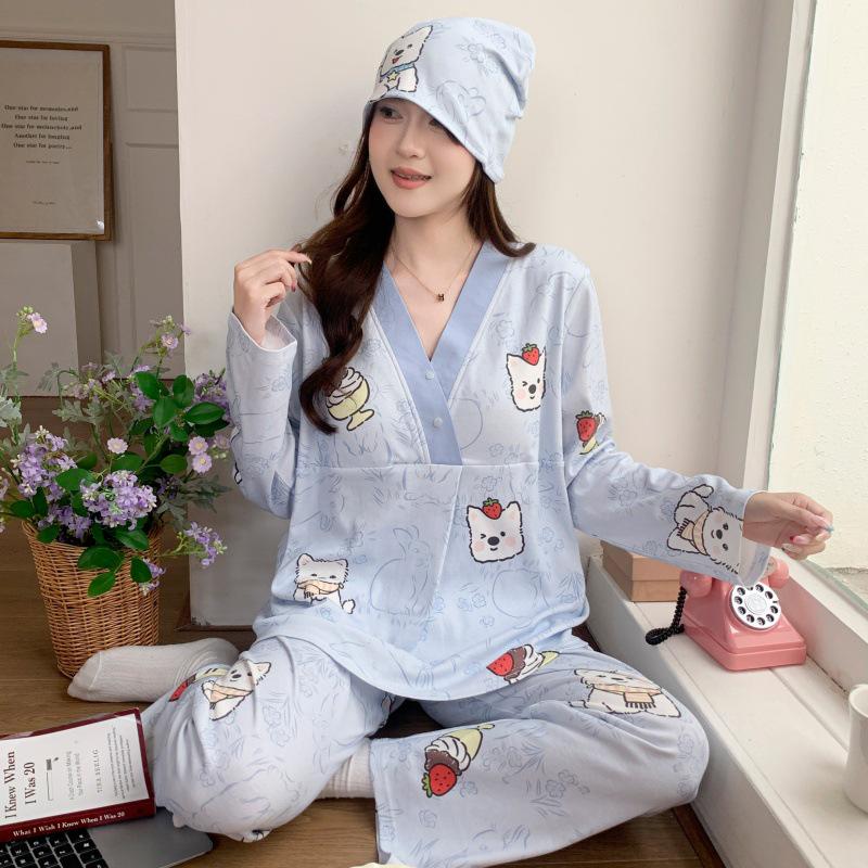 Adjustable Maternity Pajamas: Lightweight, Sweat-Absorbent Nursing Suit for Postpartum and Pregnancy Seasons