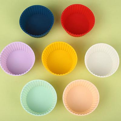 6Pcs Silicone Cake Mold Round Muffin Cupcake Baking Mold Air Fryer Bowl Reusable Diy Cake Decorating Tools Kitchen Baking Mold