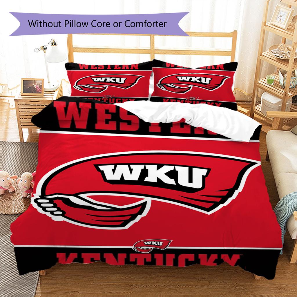 Western Kentucky Hilltoppers Pattern Bedding Set Quilt Cover Pillowcase Home Decor Gift (1 * duvet cover + 2 * pillowcase, without core)