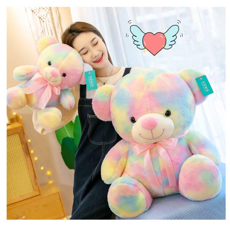 Rainbow Bear Plush Toy With Soft Cotton Material For Kids And Birthday Gift