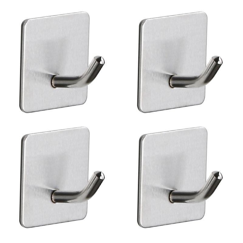 Self Adhesive Wall Hook Coat Rack Key Holder Towel Hooks Bedroom Stainless Steel Clothes Rack Kitchen Bathroom Accessories