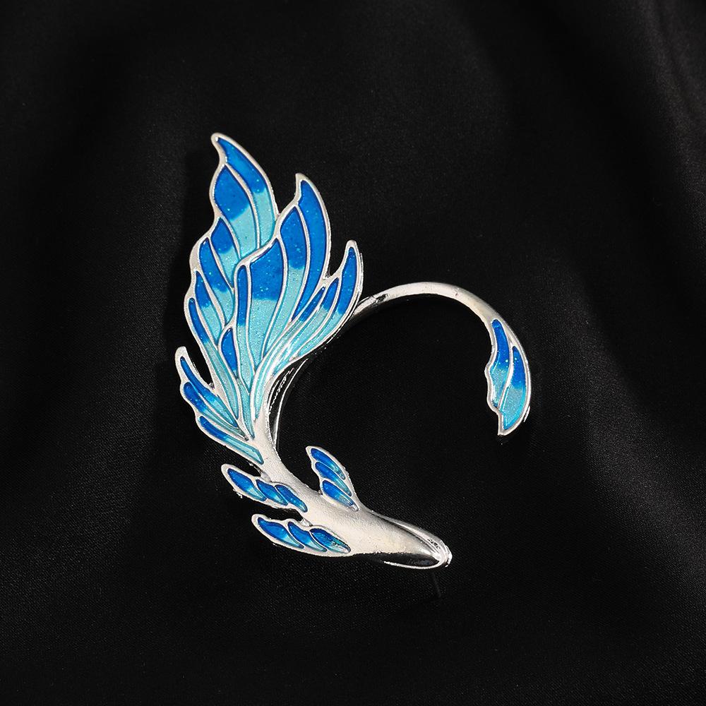 Fashion Versatile Niche Drip Oil Alloy Temperament Earrings Creative Gradual Change Blue Fishtail Stud Earrings