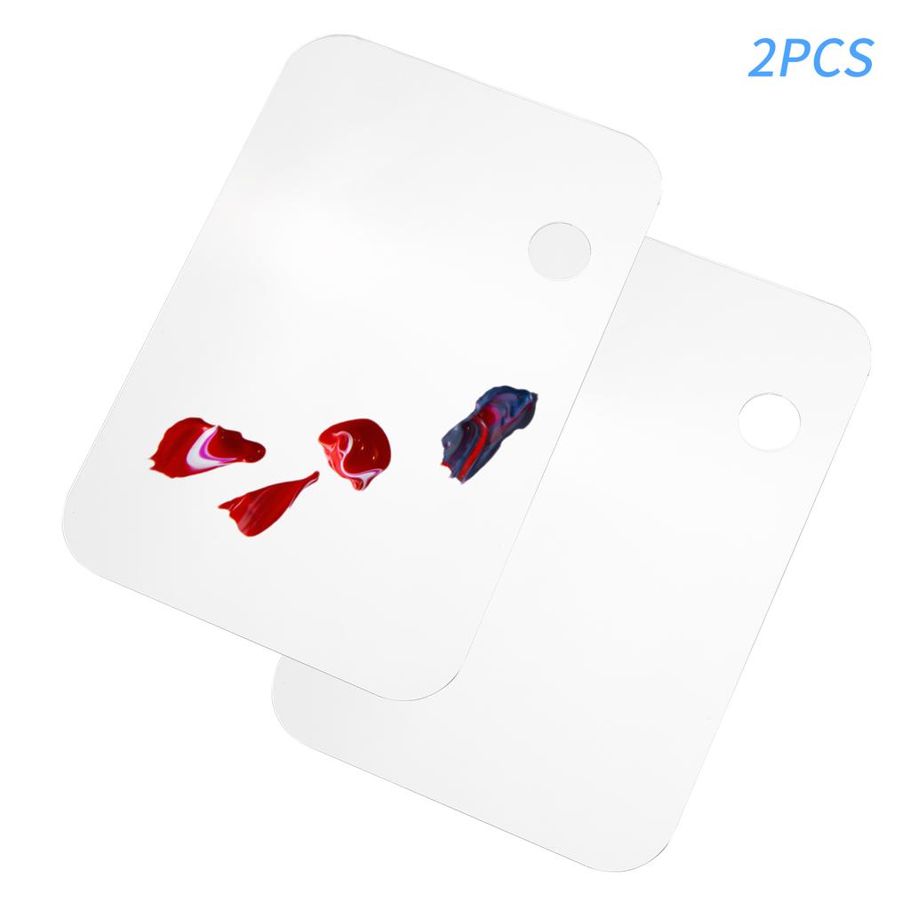 2PCS Acrylic Paint Palette Rectangle Shape Transparent Non-Stick Oil Paint Mixing Tray Comfortable