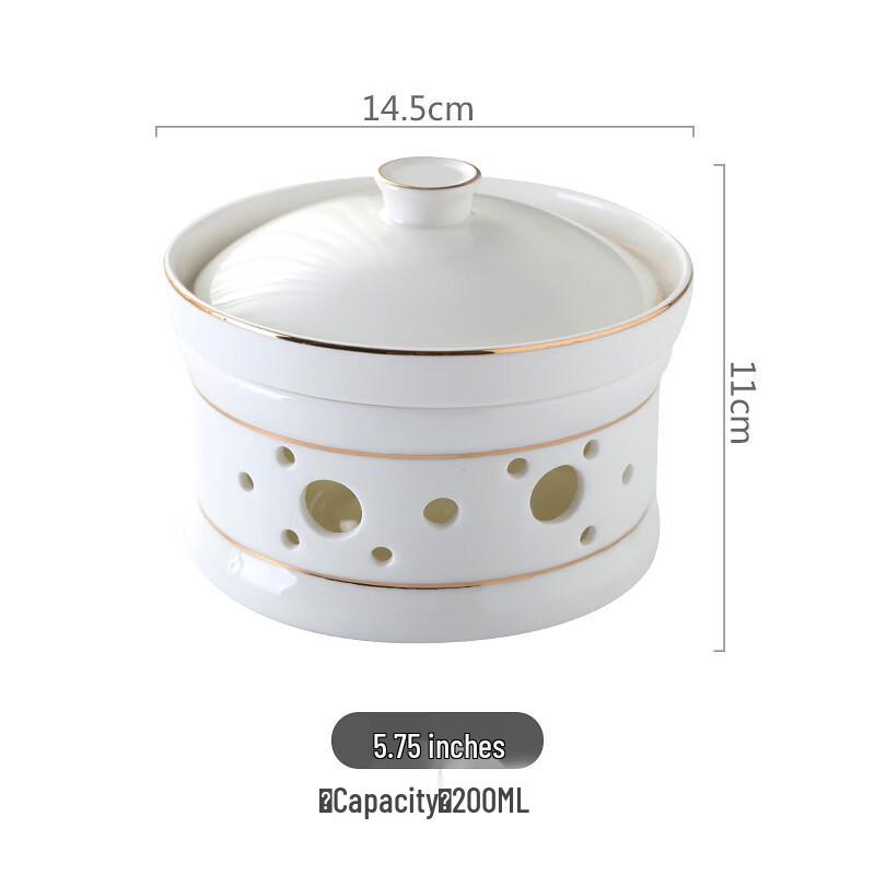 ZISIZ Gold-Rimmed Stew Cup & Abalone Rice Bowl Set