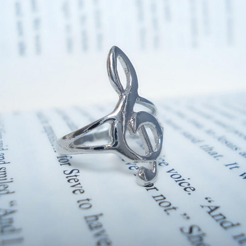 Fashion Silver Color Musical Music Note Ring Treble Clef Ring Jewelry Gift