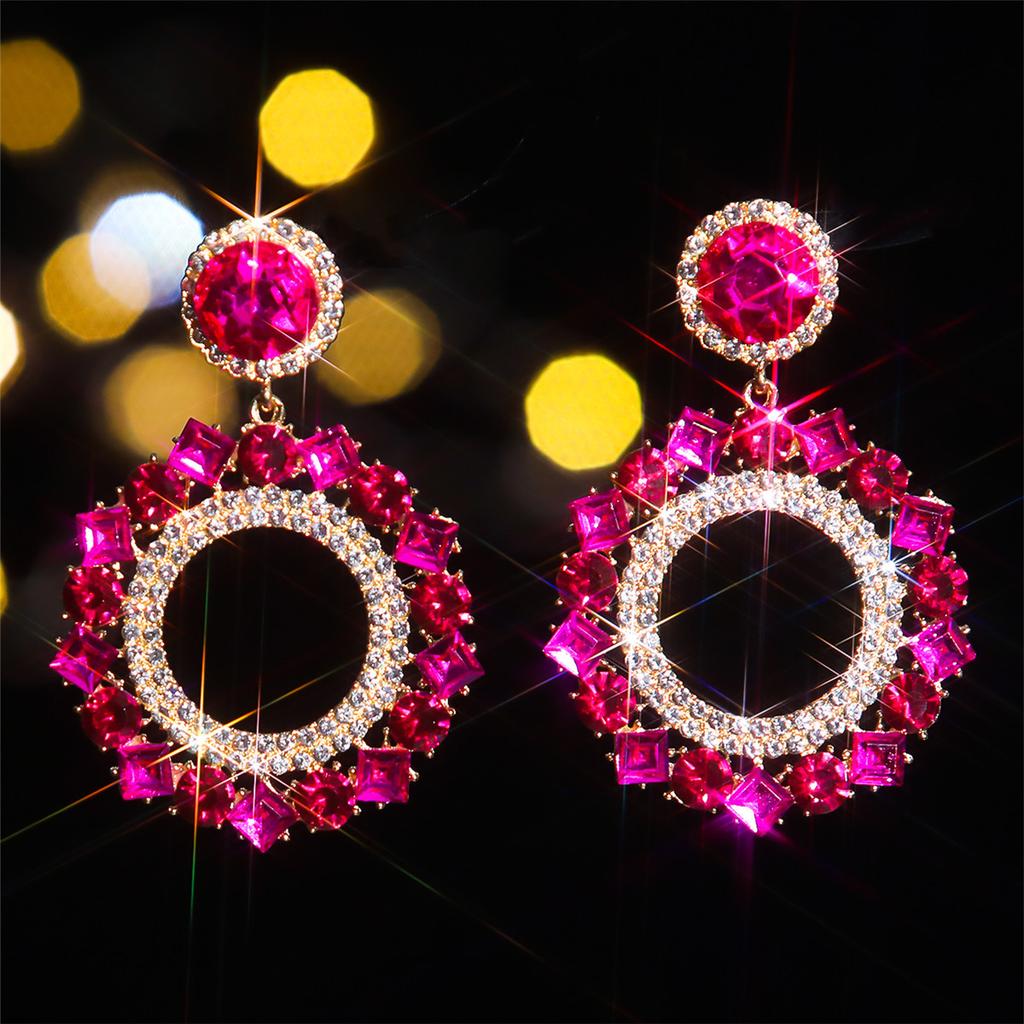 Stylish Shiny Glass Rhinestone Earrings