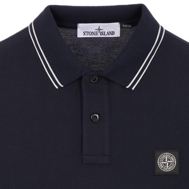 STONE ISLAND Ss23 Koszulka polo z długim rękawem i wzorem kompasu Męskie topy Granatowy 10152SL18-A0020