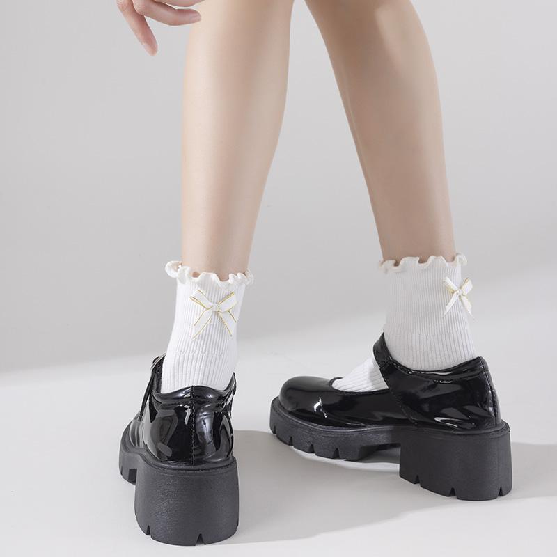 Professional Non Slip Socks Fashion Ruffle Bowknot Yoga Cotton Crew Socks Low MOQ Frill Pilates Grippy Socks