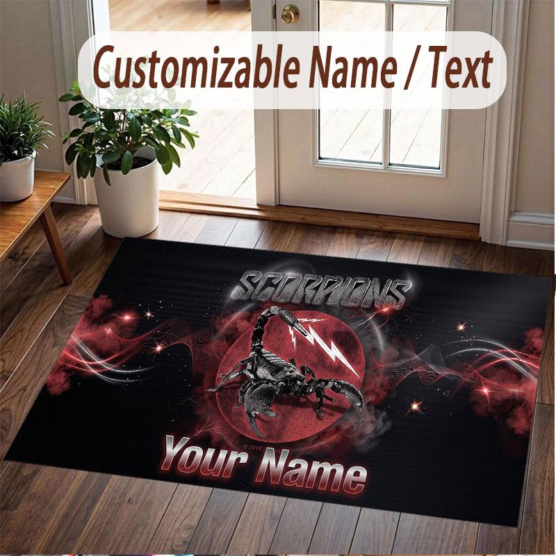 Custom Rug Scorpions Pattern Print Name Text Soft Non‑Slip Floor Carpet for Home Indoor Decoration