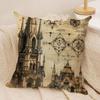 Retro Roman Architectural Cushion Cover Silky Short Plush Invisible Zipper Dustproof Sofa Pillow Case For Home Decor