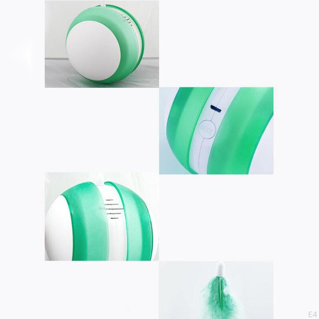 2 Modes Toy Play Ball with Feather Teaser, Pets Kitten Scratch Trow Feathers Mouse Toys