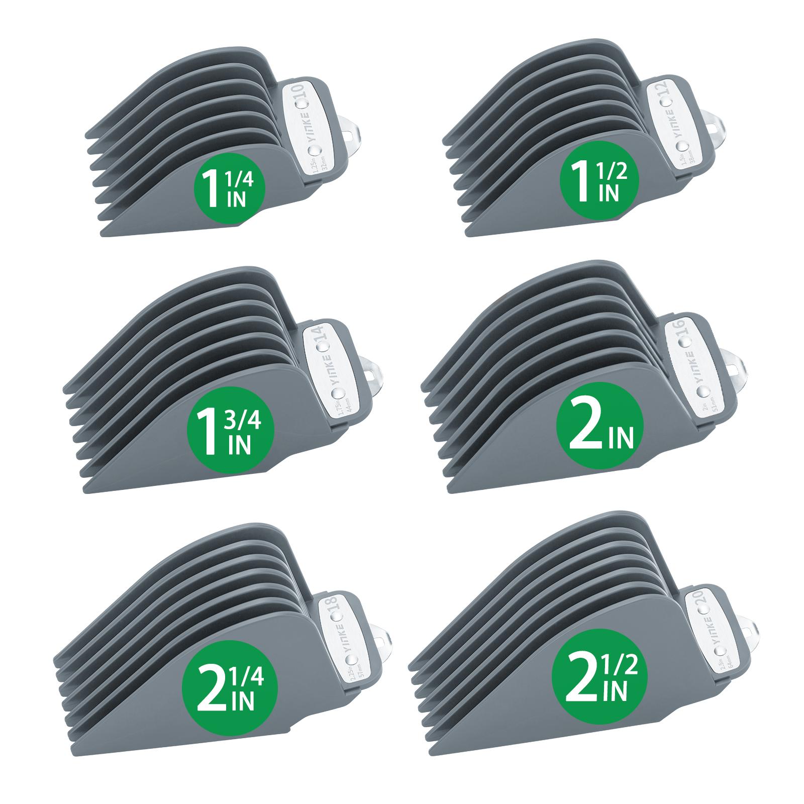 

YINKE Clipper Guards for Wahl Hair Clippers Trimmers with Metal Clip Premium 6 Size Cutting Lengths Limit Guide Comb Attachments сірий