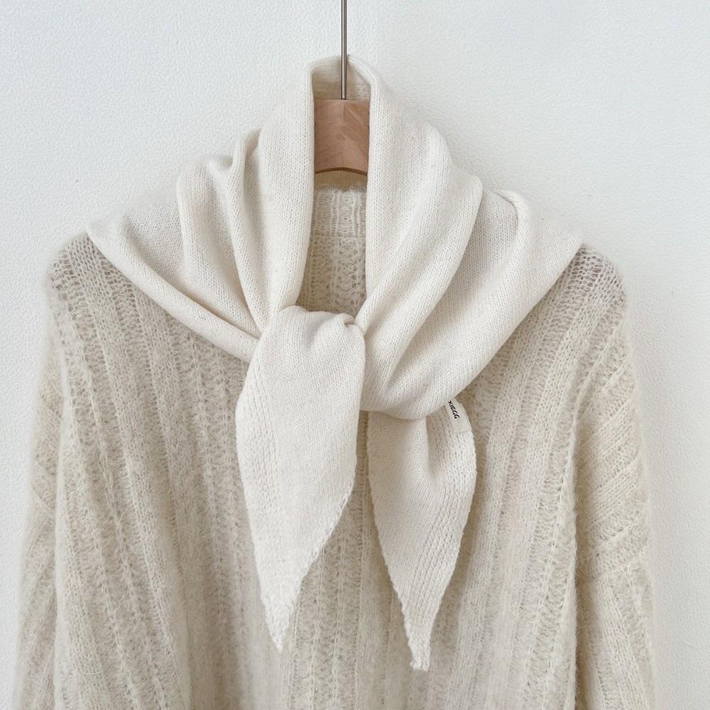 Solid Color Knitted Triangle Scarf Striped Cross Neckerchief Sweet Cross Scarves Autumn Winter