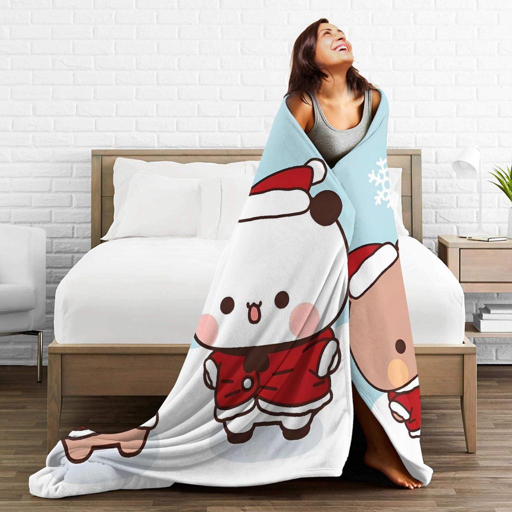 Warm Soft Blanket Bear And Panda Bubu Dudu Kawaii Bear Throw Blanket Flannel Bedspread For Couch Chair Sofa Bed Sofa Bed Cover