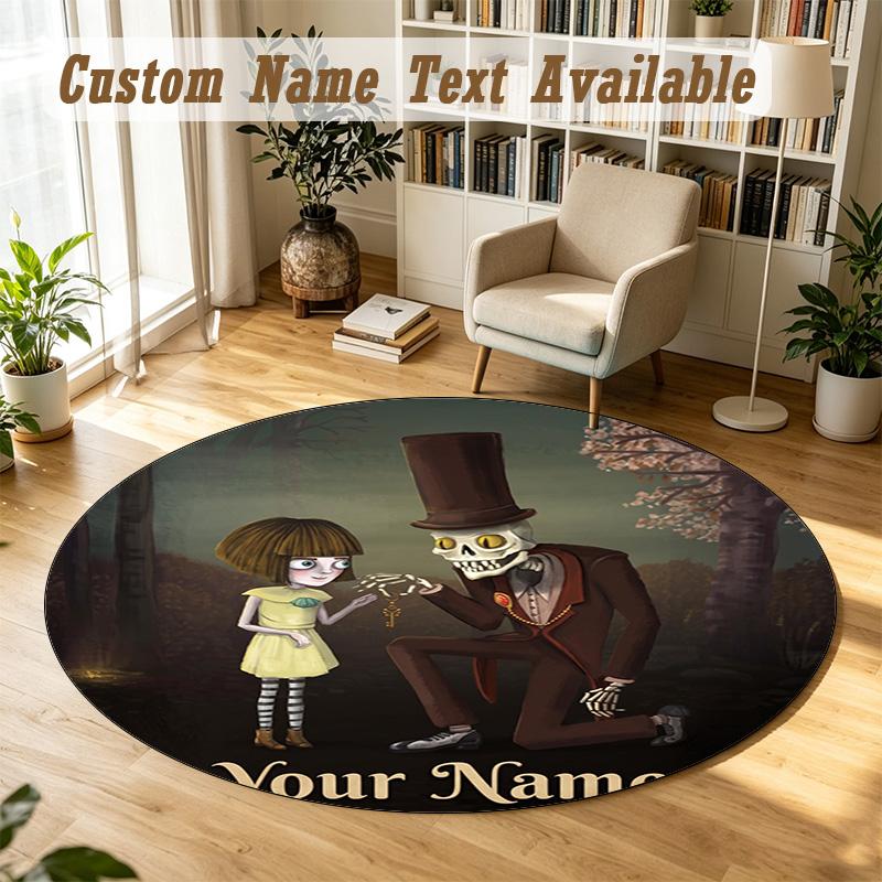 Fran Bow Personalized Round Rug Support Custom Name, Soft Home Decor Mat