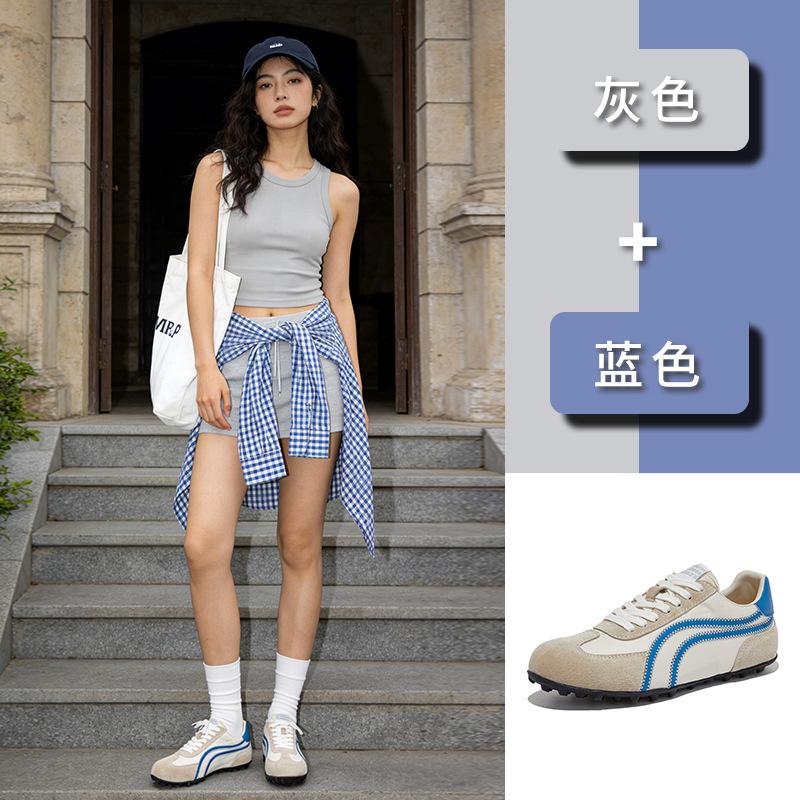 Lederfarbabstimmung Deutsche Trainingsschuhe Damen Frühling und Sommer Neue Lässige Vielseitige Sportschuhe Flache Sohle Forrest Gump Schuhe Trendig