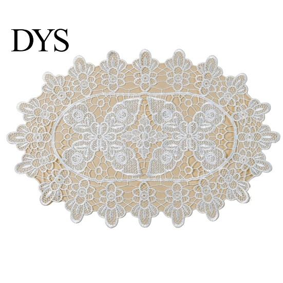 Decorative Table Covers for Weddings White Lace Doily, Elegant Retro Placemat, Embroidered Small Round Placemats Jewelry Trays Mat, Rectangular